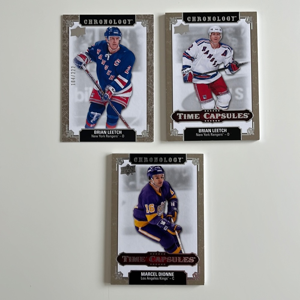 3 CARD LOT - 18-19 Upper Deck Chronology Brian Leetch x2 / Marcel Dionne